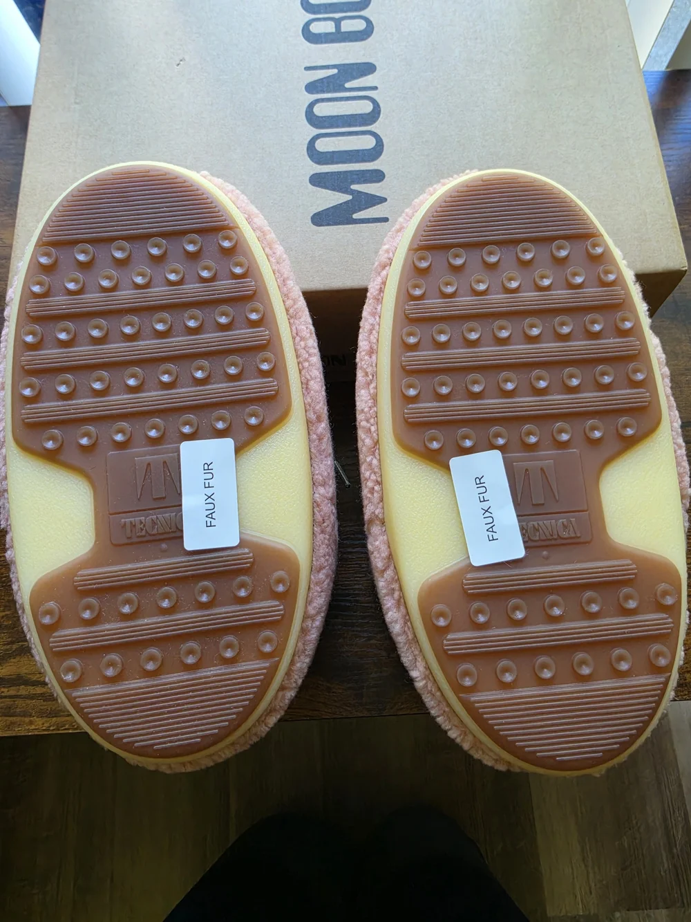 Moon Boot Kids MB Icon Low Fleece Boots Pink Brown Laces Size EU 33/35 US 2/3.5